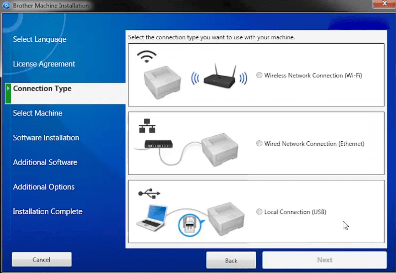 Setting Up Brother Printer via USB or Ethernet